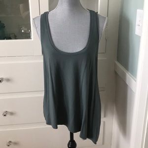 Rare Lilla P dusty Sage blue green asymmetrical tank top L NWOT made in Peru